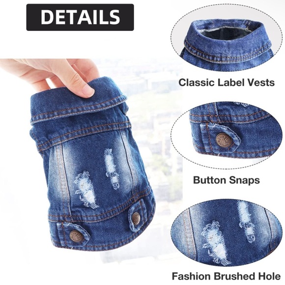 COPY - Dog denim jean jacket - Picture 4 of 12